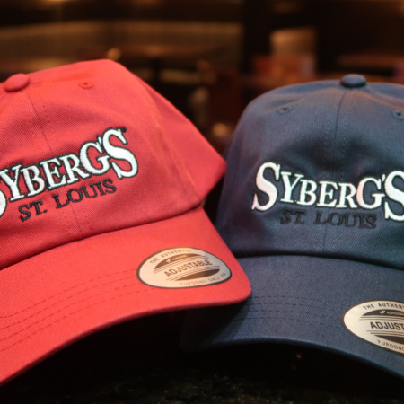 Sybergs red and navy dad Hats