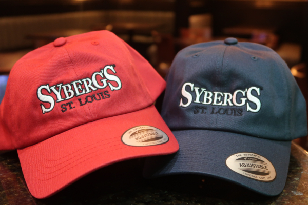 Sybergs red and navy dad Hats